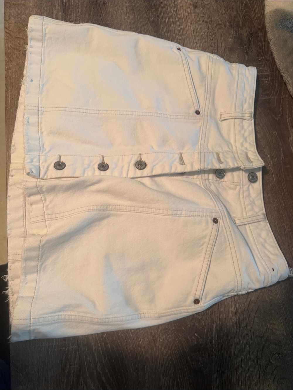 Abercrombie & Fitch Cream Button-Front Midi Skirt